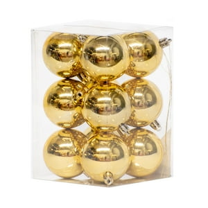 Wakeshome - Pack 12 Esferas Navidad Bambalinas 6Cm Adornos Para Arbolito Dorado