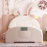 M&Ms - Twin Size Upholstered Rabbit-Shape Princess Bed ,Twin Size Platform Bed With Headboard And Footboard,White (Old Sku Wf311629Aak)