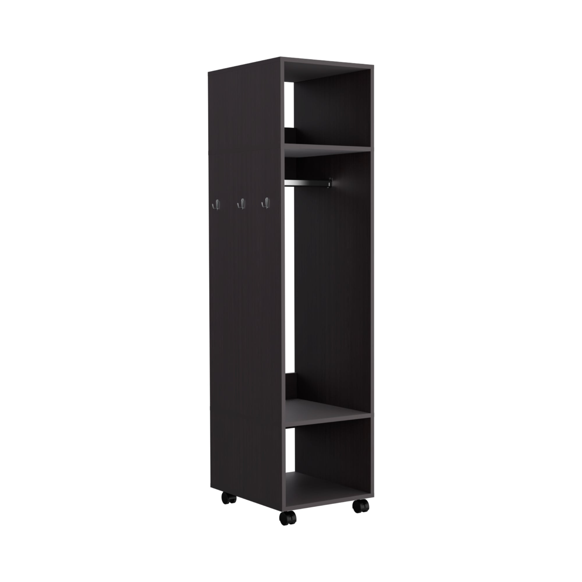 Fmfurniture - Closet Con Espejo Y 4 Ruedas Fm-025n - Negro