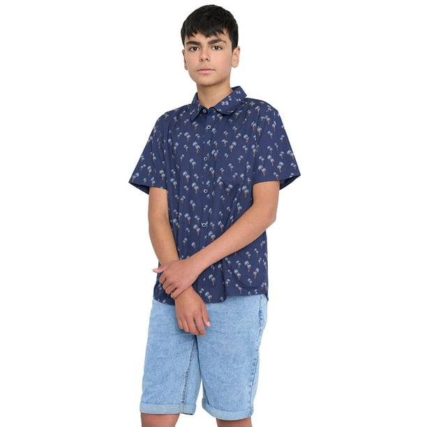 Camisa Niño Teen Fullprint Azul Corona