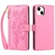 thumbnail image 2 of Funda Billetera Floral en Relieve iphone15 plus con Tarjetero y Cremallera Rosa, 2 of 6