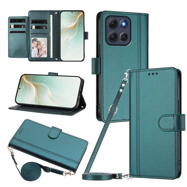 Funda Tipo Libro para Motorola MOTO G86 Power, Tapa con Imán, Verde Oscuro