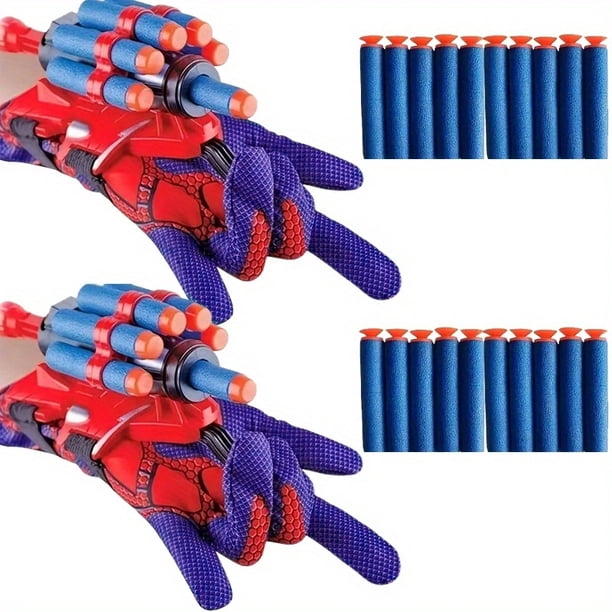 Spider Web Shooter Toy Gloves Set-Includes 2 Plastic Cosplay Launcher Gloves With Wrist Toys And 30 Darts-Perfect Kids Fun And Educational Decorative Gift