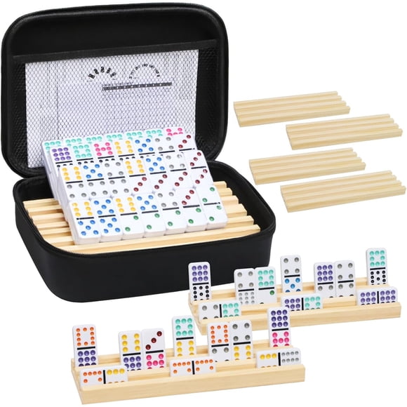 Domina Mexican Train Doble 12 con 8 Bandejas Madera