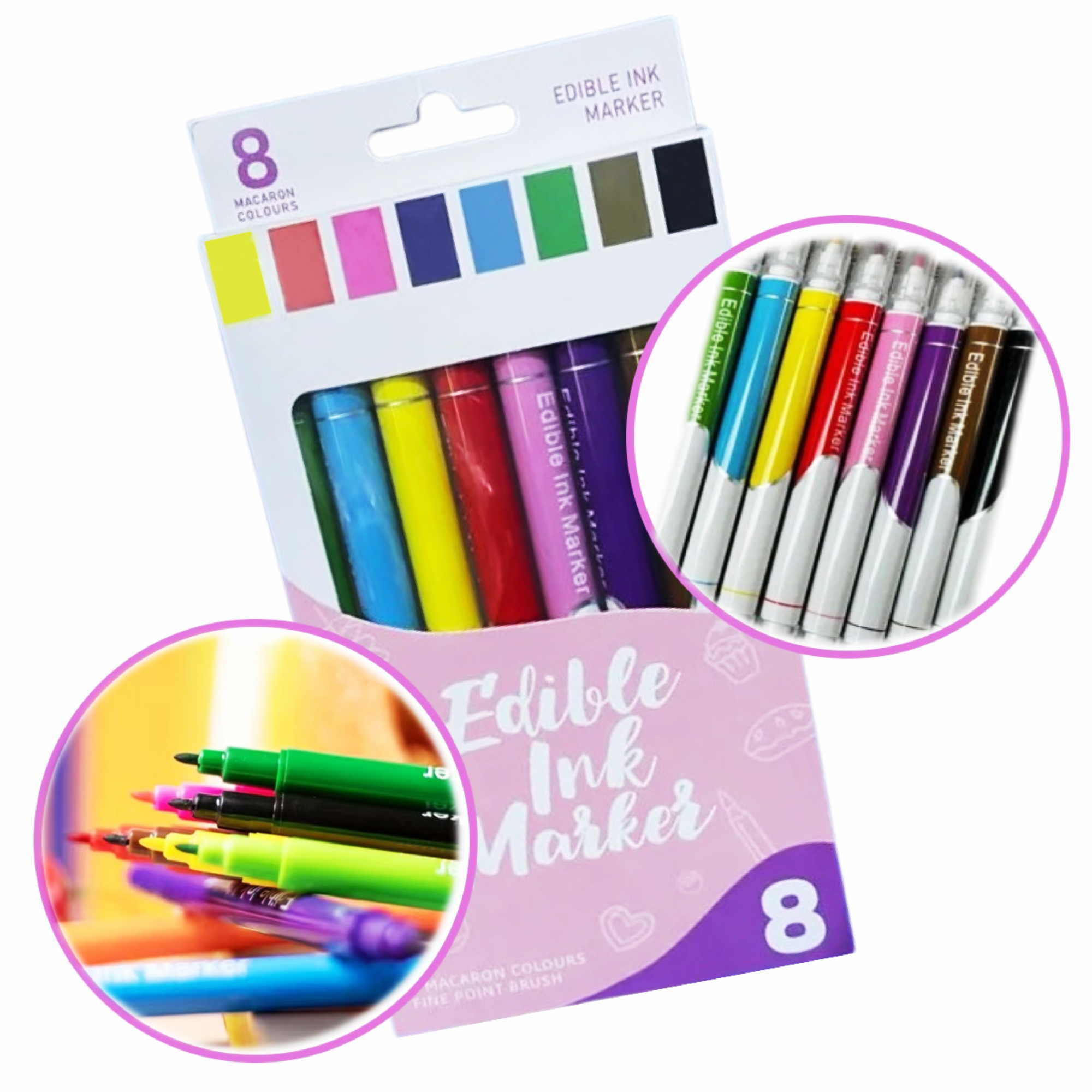 Genérico - Pack De 8 Marcadores Comestible Plumones Tinta Comestibles