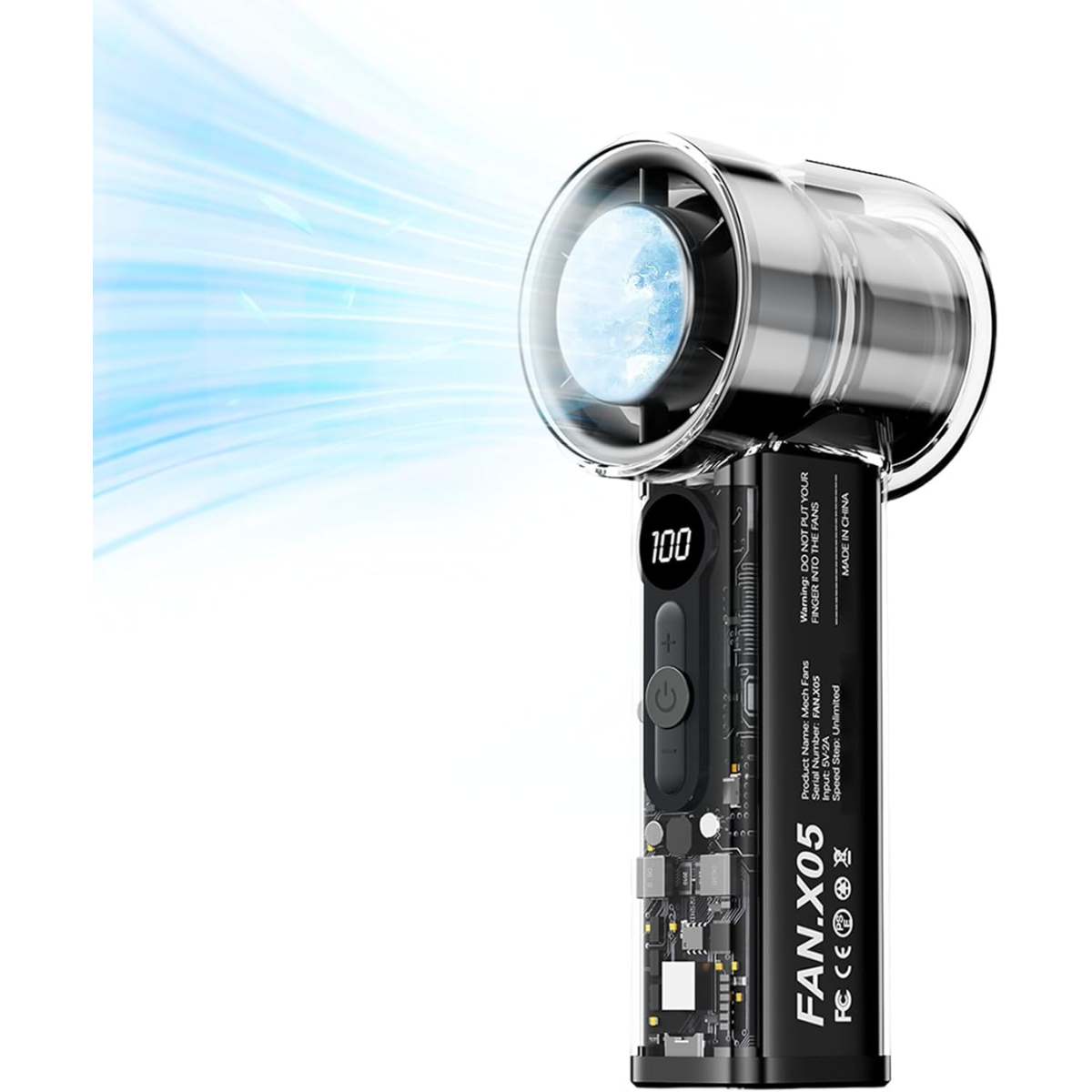 Genérica - Mini Ventilador Portátil Turbo Recargable Pantalla Led