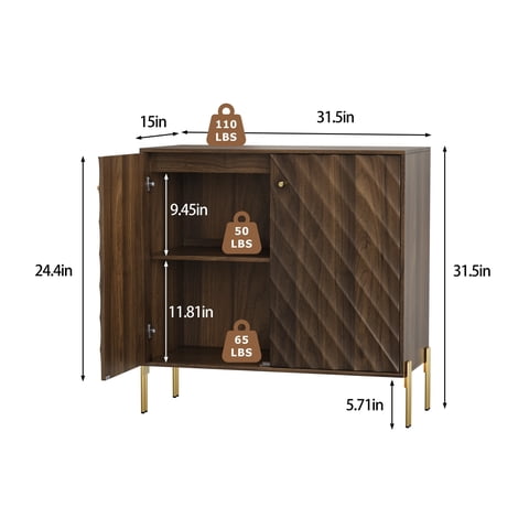 M&Ms - Sideboard Buffet With Storage, Mid-Century Modern Style Storage Cabinets, Walnut Sideboard For Living Room, Dining Room, Entryway, Hallway, Kitchen