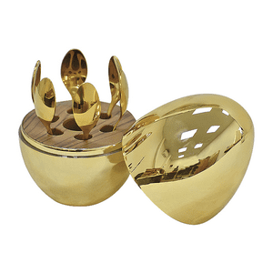 Muebles Santa Ana - Set Huevo 6 Cucharas Café Dorado