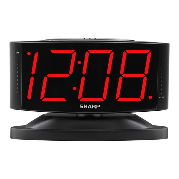 Reloj despertador Sharp Home con base giratoria digital LED, color negro