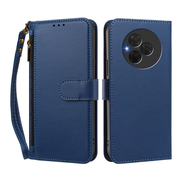 Funda Tipo Billetera para TCL NxtPaper 60 Ultra con Soporte y Bolsillo con Cierre Azul profundo