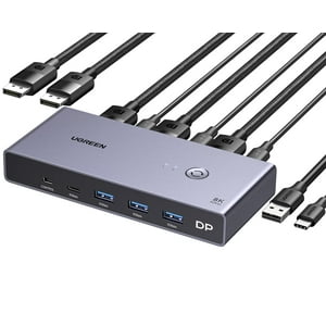 Conmutador Kvm Ugreen 8K Displayport Dp 1.4 4 Usb 3.0 8K @60Hz