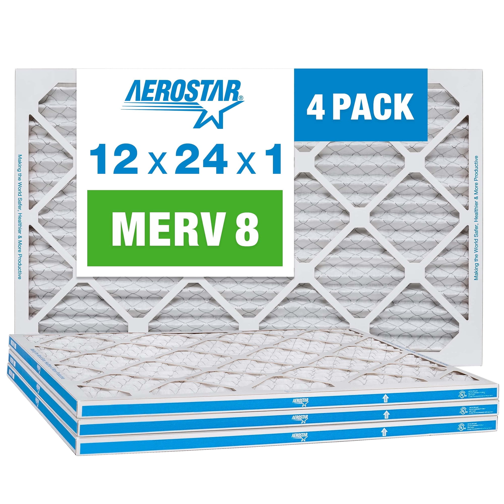 Filtro De Aire Aerostar Merv 8 12 X 24 X 1 (30 X 60 X 2 Cm), Paquete De 4