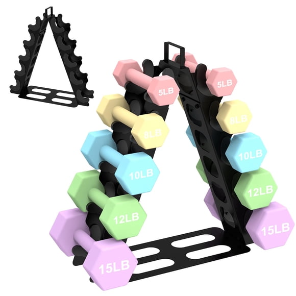 Soporte metálico para mancuernas ZHSX de 5 niveles con marco en A, negro