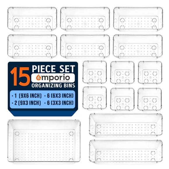 Juego organizador de cajones Emporio Kitchen de 15 piezas con 4 tamaños