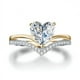 thumbnail image 1 of Exquisite V-Shape Solitaire Ring with Heart Shape Zircon - Perfect for Engagement, Banquet, and Valentine's Day Gift, 1 of 5