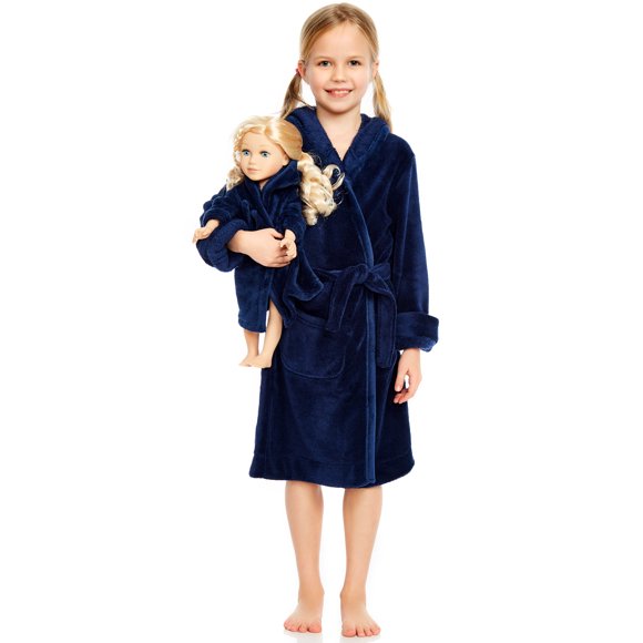 Túnica Leveret de forro polar con capucha para niñas y muñecas, color liso