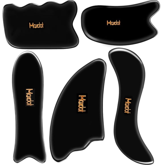 Juego de herramientas de masaje Gua Sha Maxdot, 5 piezas, para cara, espalda y cuello