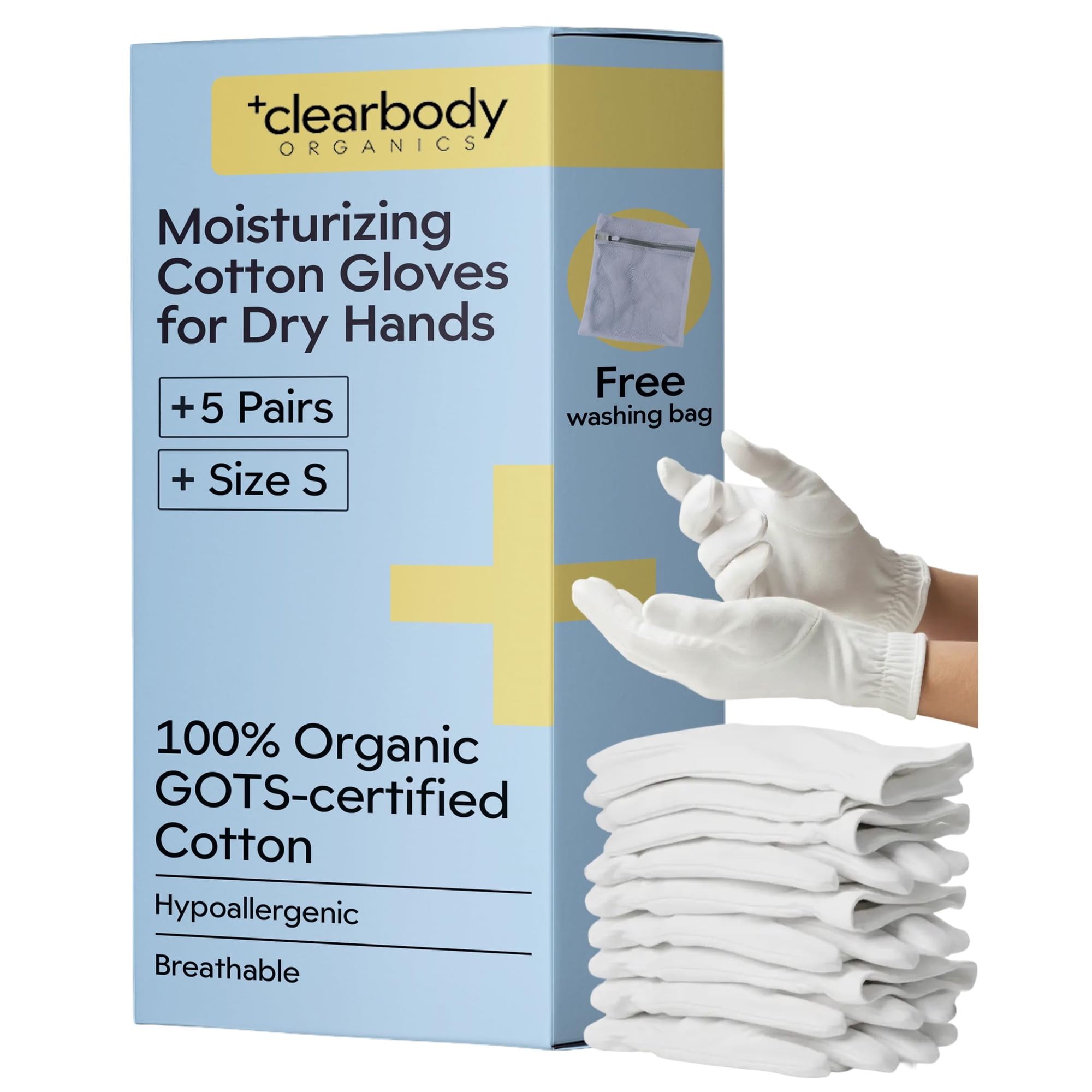 Guantes Clearbody Organics 100% Algodón Orgánico Para Manos Secas