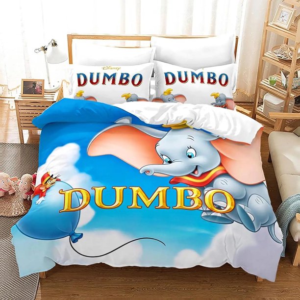 Duvet Cover Cartoon Dumbo Flying New Fashion Design Bedding Set Dumbo Quilt Cover Pillowcase Girls Boys Adult Bedding Bed Sheets