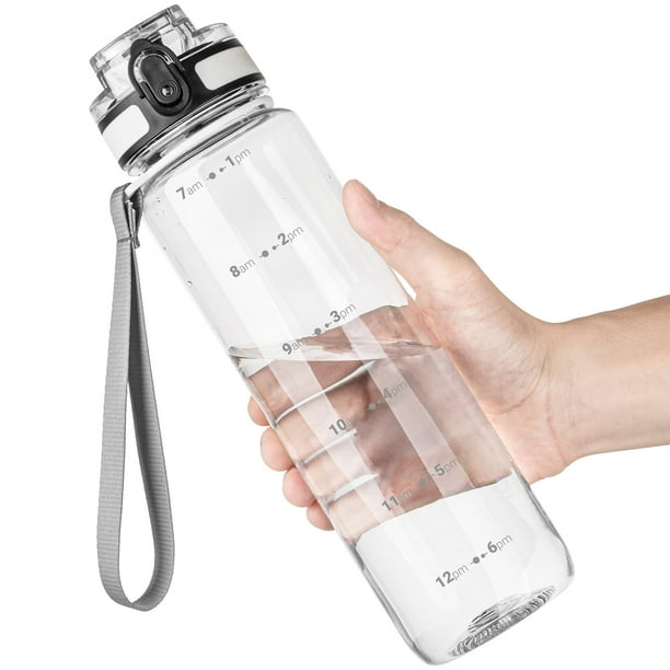 Botella de agua Tritan sin BPA de 32 oz con cierre a prueba de fugas, filtro de frutas y correa de transporte