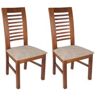 Arthome - Pack 2 Sillas Luciana Madera Color Miel Tapiz Cafe Jaspeado