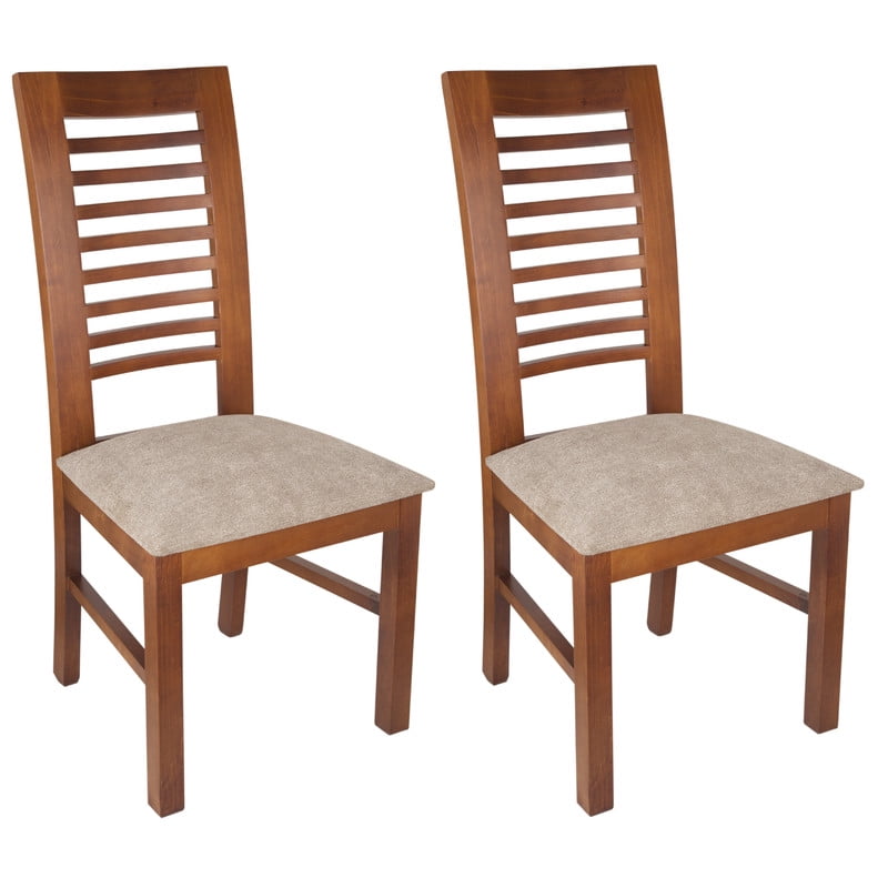 Arthome - Pack 2 Sillas Luciana Madera Color Miel Tapiz Cafe Jaspeado