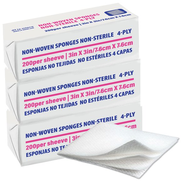 Esponjas para vendaje LA MIERE 600 uds 7,6 × 7,6 cm 4 capas