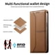 thumbnail image 4 of Funda tipo cartera con bloqueo RFID para iPhone 15 cubierta magnética de cuero con tapa y soporte Marrón, 4 of 6