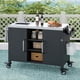 thumbnail image 1 of K&K 55.5" Outdoor Kitchen Island with Sink, Metal Grill Cart Table with 304 Stainless Steel Sink, Outdoor Bar Cart Sink Station with 4 Lockable Wheels for Pizza Prep & BBQ, L 55.5" x W 20" H 36.7", 1 of 3