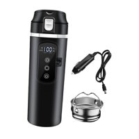 Bothyi - Calentador De Acero Inoxidable Para Coche, Hervidor De Agua De 12V Y 24V, Taza Para Trabajo, Camping, Escuela, Negro