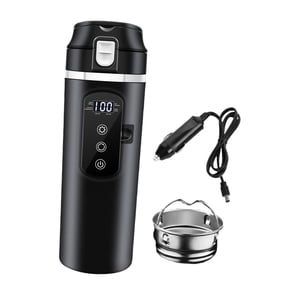 Bothyi - Calentador De Acero Inoxidable Para Coche, Hervidor De Agua De 12V Y 24V, Taza Para Trabajo, Camping, Escuela, Negro