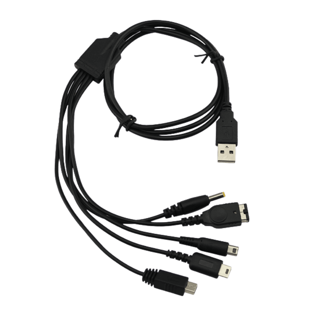 Genérica - Cable De Carga Usb 5 En 1 Para Consolas Portátiles