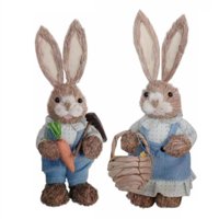 Magideal - Esculturas De De Conejo De Pascua Con Ropa, De Animales, Estatuas Para Vacaciones, Accesorios Para Fotos Al Aire Libre , Azul