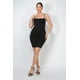 thumbnail image 1 of Saronite Vestido Mini Ajustado con Tirantes Ajustables y Doble Capa de Pedrería Lisa, Negro (para Mujer), 1 of 4