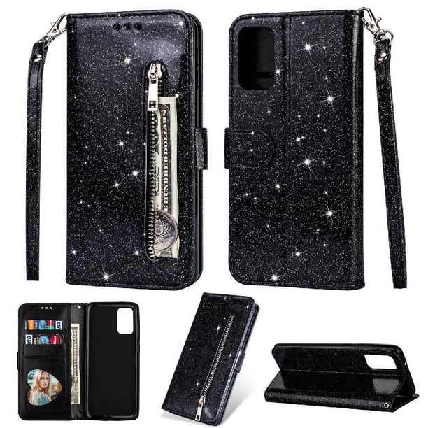 Funda para FOXDOCK Elegante funda Samsung Galaxy M23 Glitter con cremallera-Ideal para el uso diario