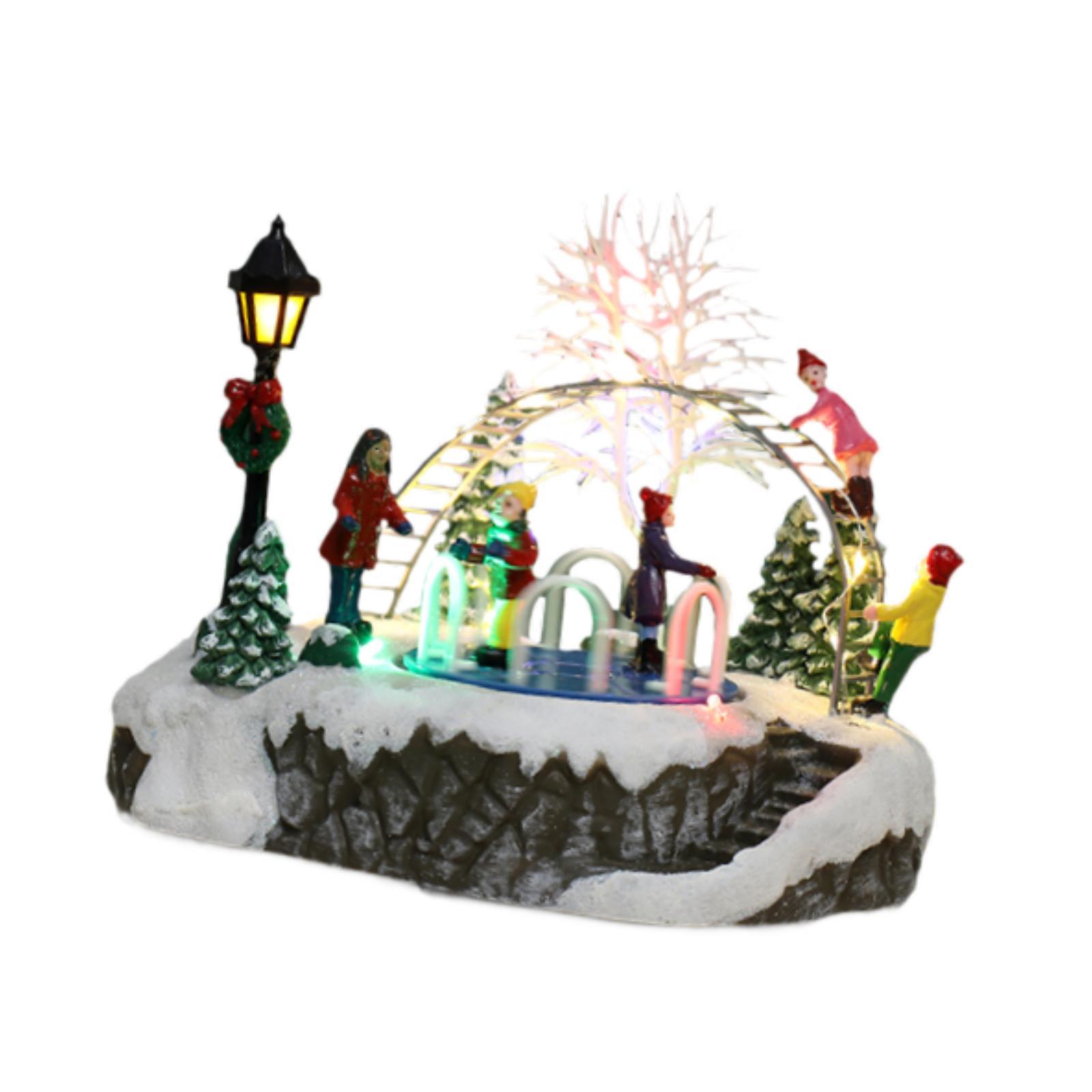 Magideal - Figura Navideña Brillante, Figura De Patio De Juegos, Adorno De Escritorio, Escena Navideña, Escena Navideña Con Nieve Para Fiesta En La Sala De Estar