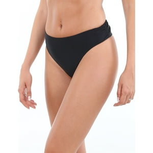 Samia - Bikini Tanga Drapeada Tiro Alto Negro S