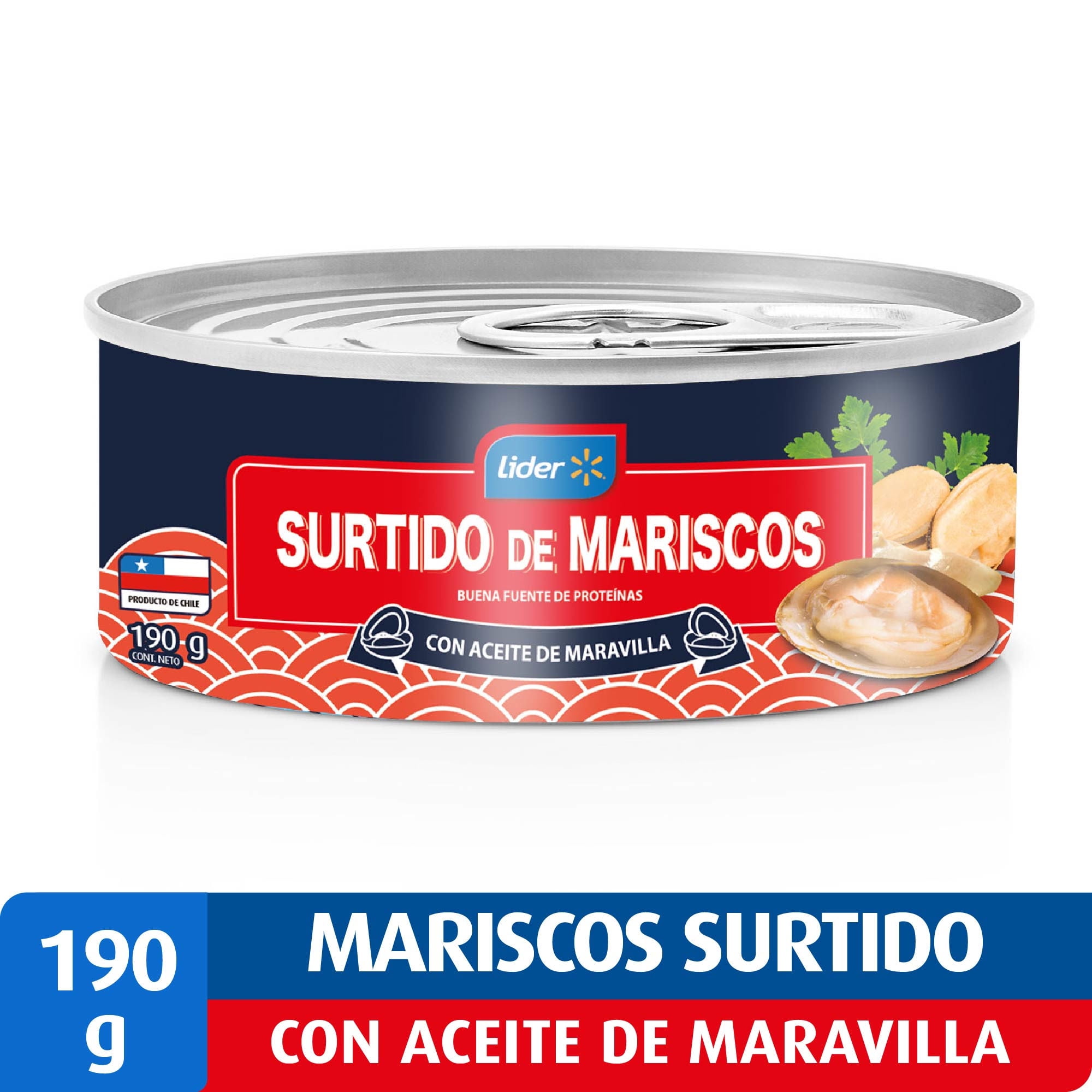 Surtido De Mariscos Aceite De Maravilla Lata Drenado 100 g - Neto 190 g Lider