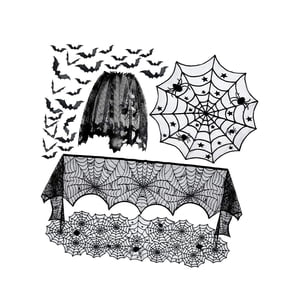 Magideal - Juego De Decoración De Halloween, Pegatinas De Pared De Murciélago 3D, Telaraña, Decoración De Mesa De Halloween, Cubierta De Pantalla De Lámpara Para