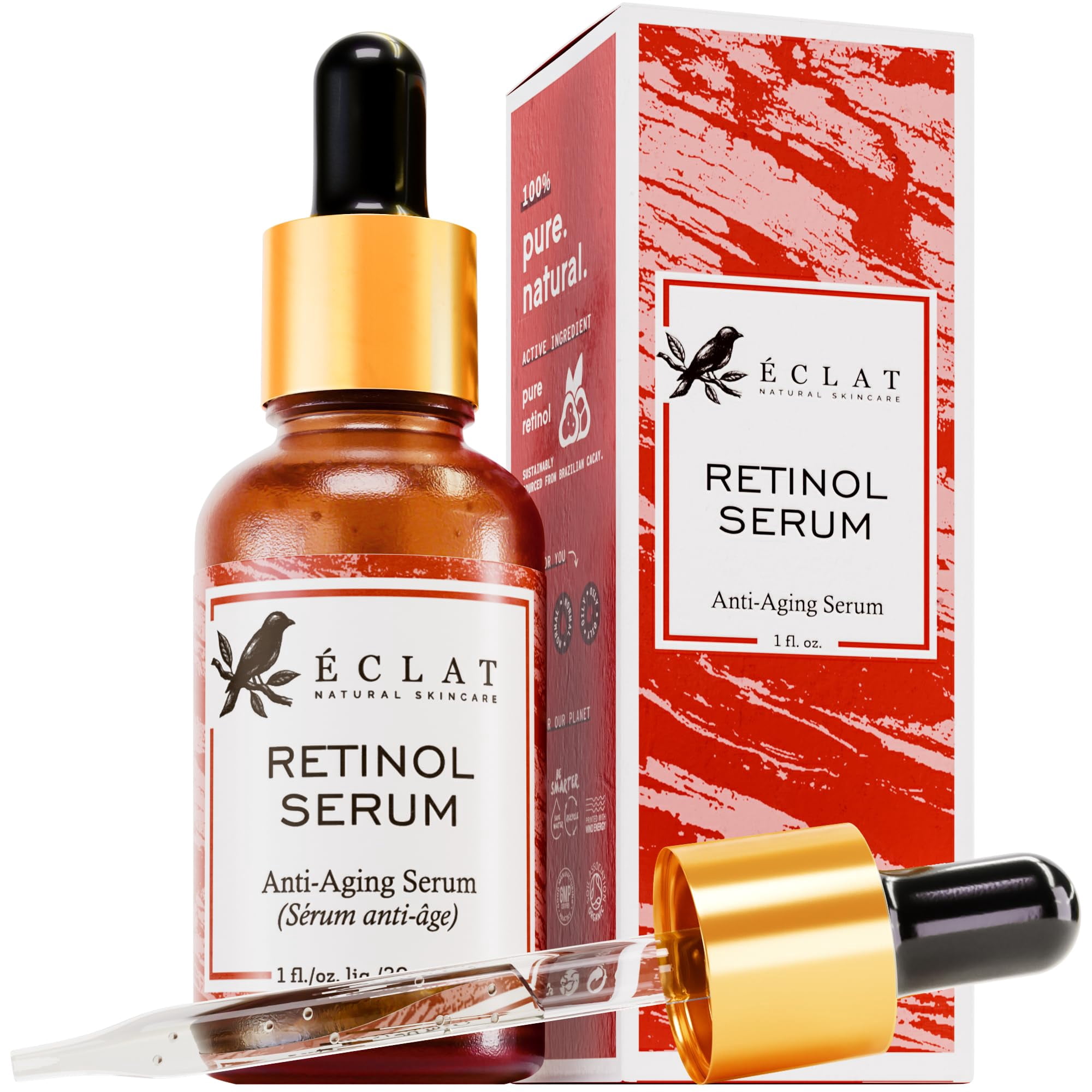 Sérum Eclat Skincare Con 2,5 % De Retinol Para El Rostro, Anti-edad, Con Ácido Hialurónico