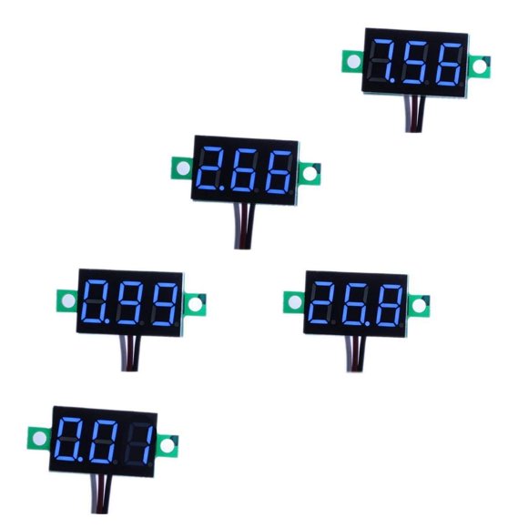 Volímetro digital bayite DC 0‑30 V con LED azul – paquete de 5 unidades