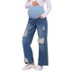thumbnail image 4 of INSPIRE CHIC Jeans de Maternidad para Mujeres Rotos Desgastados con Encaje Patchwork Sobre el Vientre Soporte Pantalones de Mezclilla de Embarazo L Azul, 4 of 6