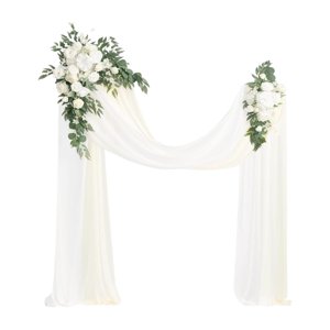 Magideal - Arco De Flores Para Boda Con Cortinas, Hojas , Decoración De Fondo, Guirnalda Rústica De Flores Artificiales Para La Ceremonia De Recepción De B