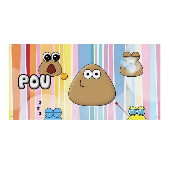 Pou Fondo Temático Pancarta Suministros de Decoración para Fiesta de Cumpleaños, Decoración de Fondo de Fiesta Personalizado,150x90cm