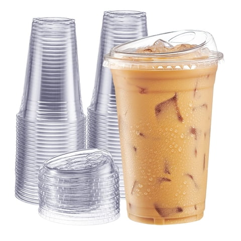 Vasos De Plástico Gusto Transparentes Con Tapas, 20 Onzas,