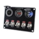 thumbnail image 4 of Coche 5 Gang Boat Switch Panel Impermeable Dual USB Multifunción Luz Roja, 4 of 5