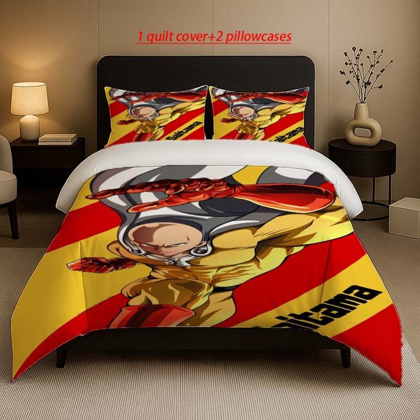 Saitama Pose Artificial Jade Print Bedding Set Soft and Comfortable Bedding Set Suitable