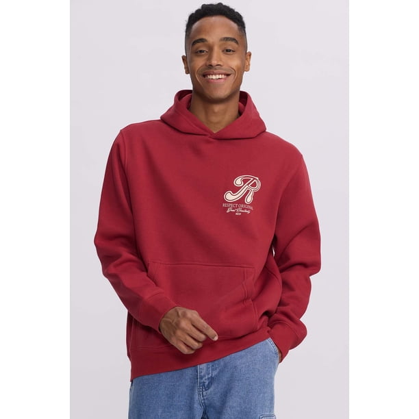Polerón Hombre Hoodie Doble Print Rojo Oscuro
