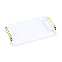 Magideal - Bandeja Para Servir, Bandeja Decorativa Para Maquillaje, Organizador Rectangular Para Baño, Joyería, Perfume, Soporte Cosmético Para Mesa De Ducha, Es Blanco