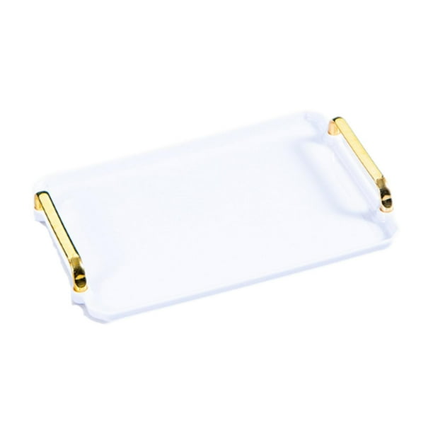 Bandeja para Servir, Bandeja Decorativa para Maquillaje, Organizador Rectangular para Baño, Joyería, Perfume, Soporte Cosmético para Mesa de Ducha, Es blanco